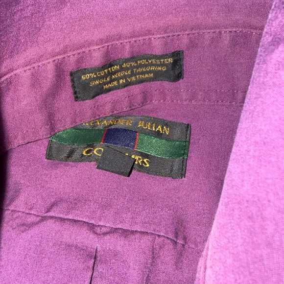 Alexander Julian Colours Button Shirt Long Sleeve Men's Size XL 17 17.5 purple - Picture 3 of 5